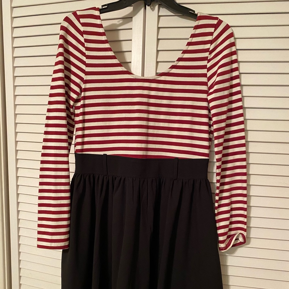 Red white and black dress